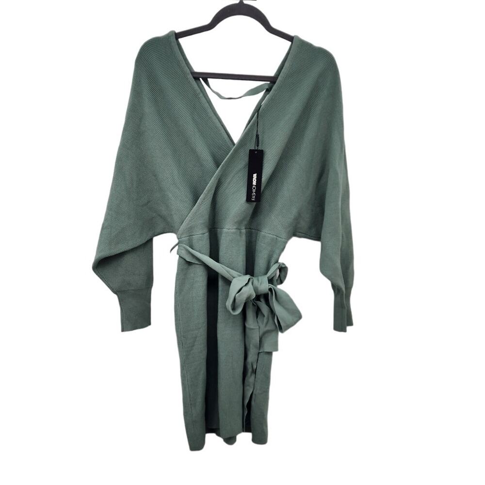 New NWT Plus Size Annabelle Sweater Mini Dress - Sage Size 3X Fashion Nova - Picture 6 of 10